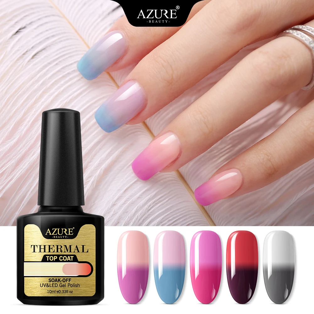 AZURE BEAUTY термальное верхнее покрытие УФ-гель для ногтей лазурный светодиодный Гель-лак Хамелеон температура УФ-гель для ногтей Полупостоянный лак