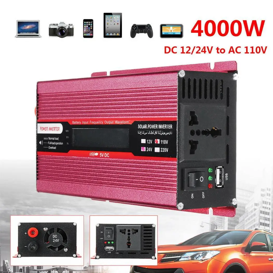 4000W ЖК-дисплей Дисплей автомобильный Солнечный Мощность Инвертор постоянного
