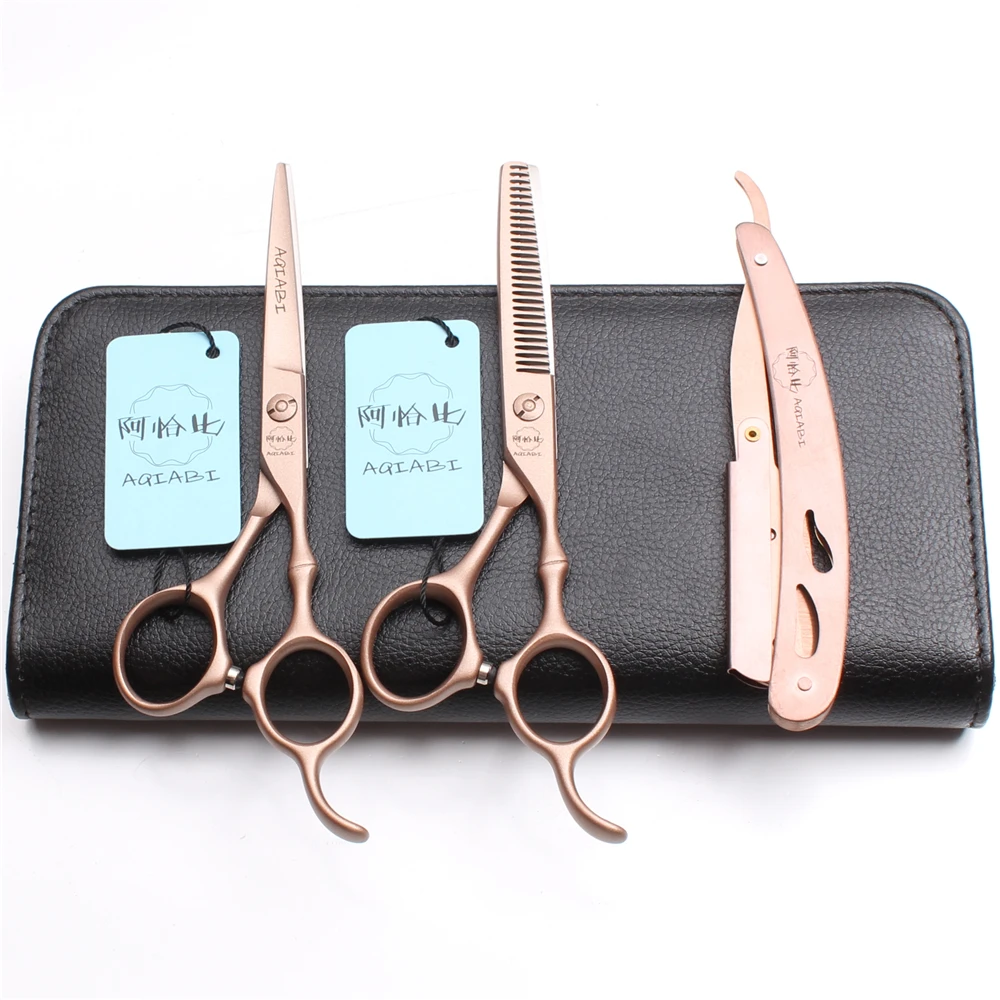 

Профессиональные Парикмахерские ножницы 3 шт./компл. A9030 5,5 ''из японской стали 440с, бритва + ножницы для резки + филировочные ножницы