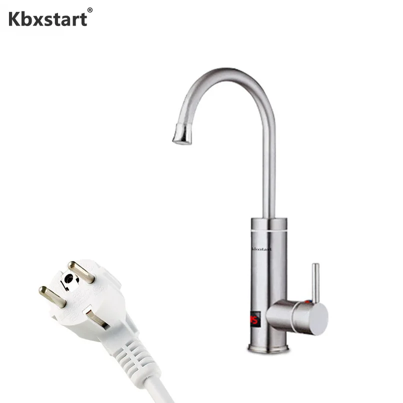 Kbxstart Electric Water Heater Tap Instant Hot Water Boiler Torneira Eletrica Stainless Steel 360 Angle Rotary Kitchen Faucet