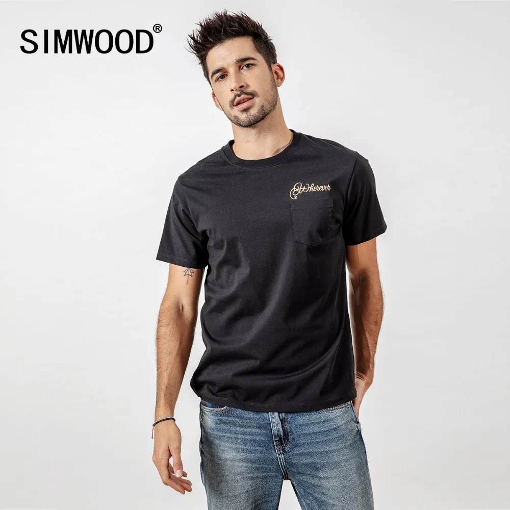 SIMWOOD 2020 футболки Для мужчин новая брендовая мужская уличная Повседневное тонкий
