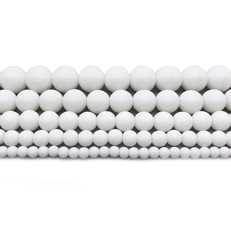 Круглые матовые шарики Frost White круглые с тусклым полированием россыпью 4 6 8 10 12 мм