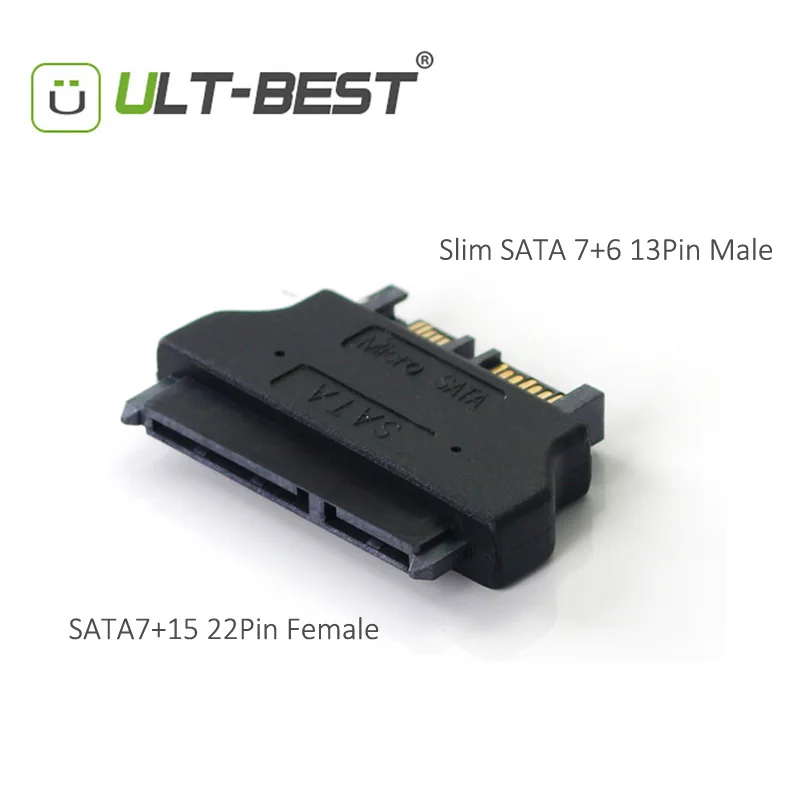 ULT-Best SATA Adapter 7+15 22P Female to Slim 7+6 13P Male Connector Converter Black | Компьютеры и офис