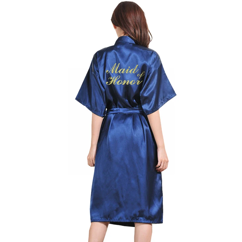 Blue Maid of Honor TJ02 женский халат с буквенным принтом для невесты, подружки невесты, вечерние халаты - Цвет: Blue Maid of Honor
