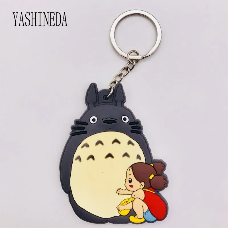 1002-A43 1 шт. мягкий ПВХ мультфильм фигурка Тоторо брелок для ключей милый аниме 3D двусторонний брелок Тоторо детская игрушка брелок для ключей подарок - Цвет: 1002-A43