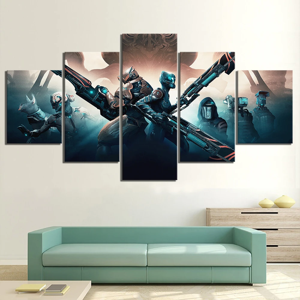 5 панельный настенный художественный холст картина Warframe игровой постер домашний