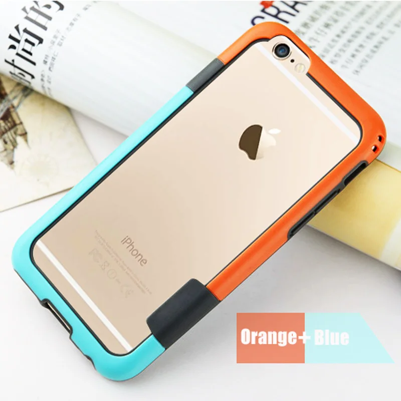 Orange and Blue Бампер для iPhone 6 6s 7 8 plus X мягкий чехол с рамкой из термополиуретана Тонкий чехол Fundas для iPhone 7 8 мягкий силиконовый бампер разных цветов - Цвет: Orange and Blue