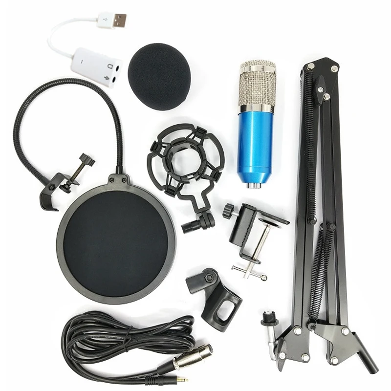 

BM 800 Professional Condenser Microphone for Computer Audio Studio PC Rrecording Karaoke Tripod Stand Pop Filter for bm800 Mic