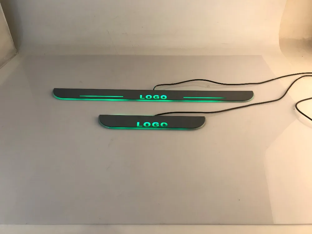 

eOsuns led door scuff light for Mondeo Mustang Mystique colors changably with wireless switch and voice control,plate door sill