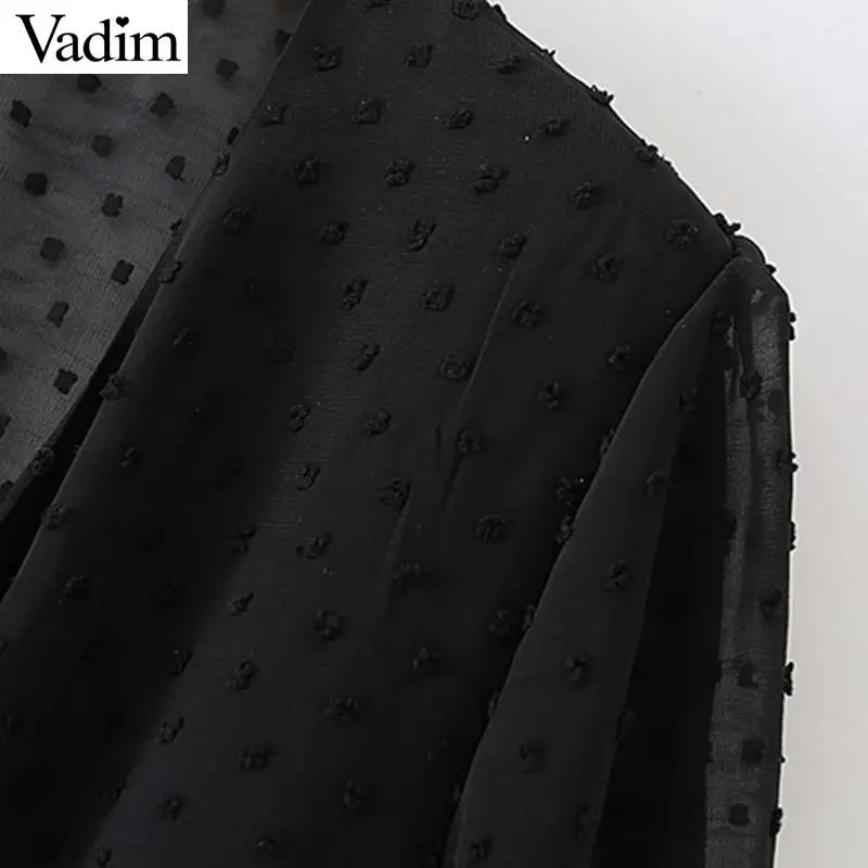 Vadim Женская сексуальная черная сетка мини платье с v образным вырезом Сплит