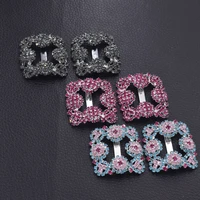 2pcs exquisite 34mm rhinestone buckles for women shoes bags luxury ribbon belt buckle accessories crystal strass sewing for diy