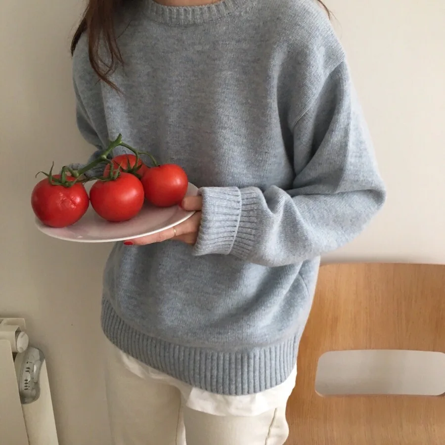 Осенние женские корейские свободные свитера повседневные трикотажные джемперы