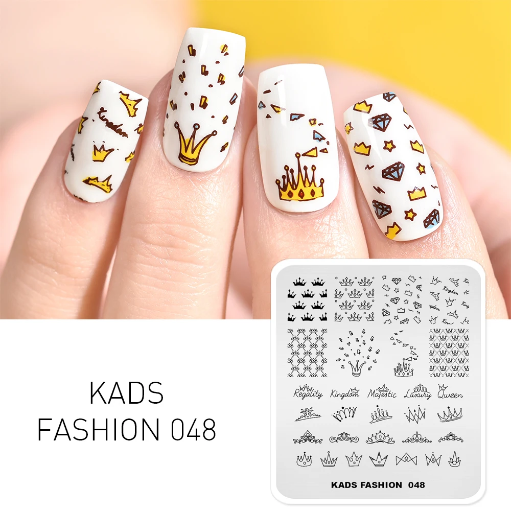 KADS дизайн ногтей шаблоны для стемпинга Fashion 048 Корона изображения штамповка