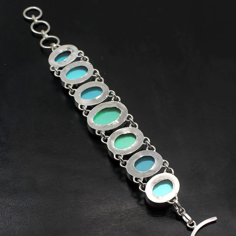 Beautiful Charm Fashion Colorful Topaz925 Sterling Silver Women Links Chain Bracelet 7.5 Inch H137 | Украшения и аксессуары