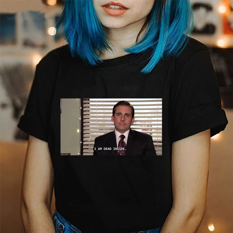 Забавные топы с надписью The Office в стиле Харадзюку I Am Dead Inside футболка Майкла Скотта