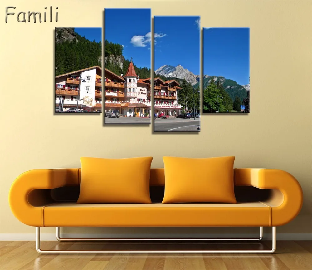 4pcs Winter Landscape Canvas Paintings Modern Pictures for Living Room Prints Wall Art Modular Painting Color | Дом и сад