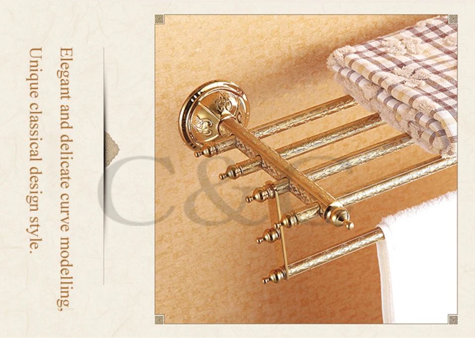 Двойные Полки для полотенец ванной комнаты благородный и элегантный Твердый