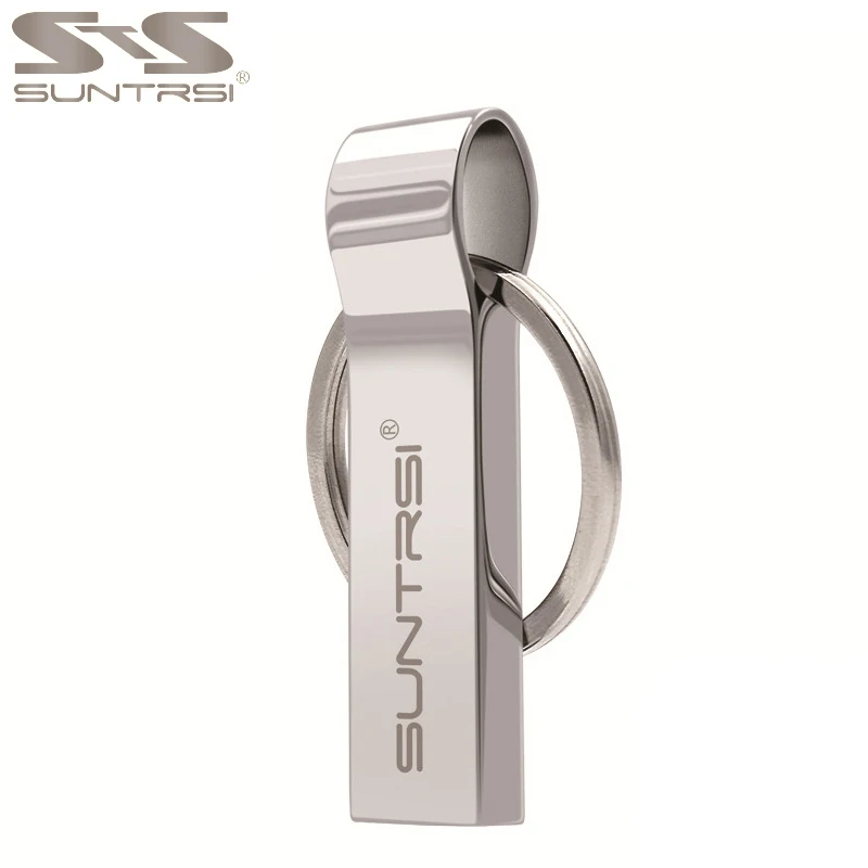 Металлическая usb-флешка Suntrsi 32 ГБ для компьютерная Флешка 64 Гб 16 Гб USB флешка металлическая цепочка для ключей 8 Гб высокоскоростная водонепроницаемая - Цвет: silver
