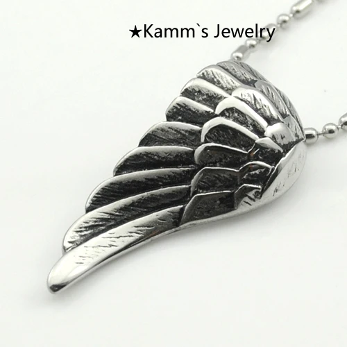 Крылья перо Высокое качество Серебряный черный мужской кулон ожерелье из