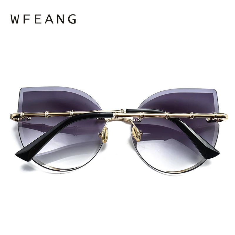 WFEANG кошачий глаз женские зеркальные солнцезащитные очки Алмазный бренд