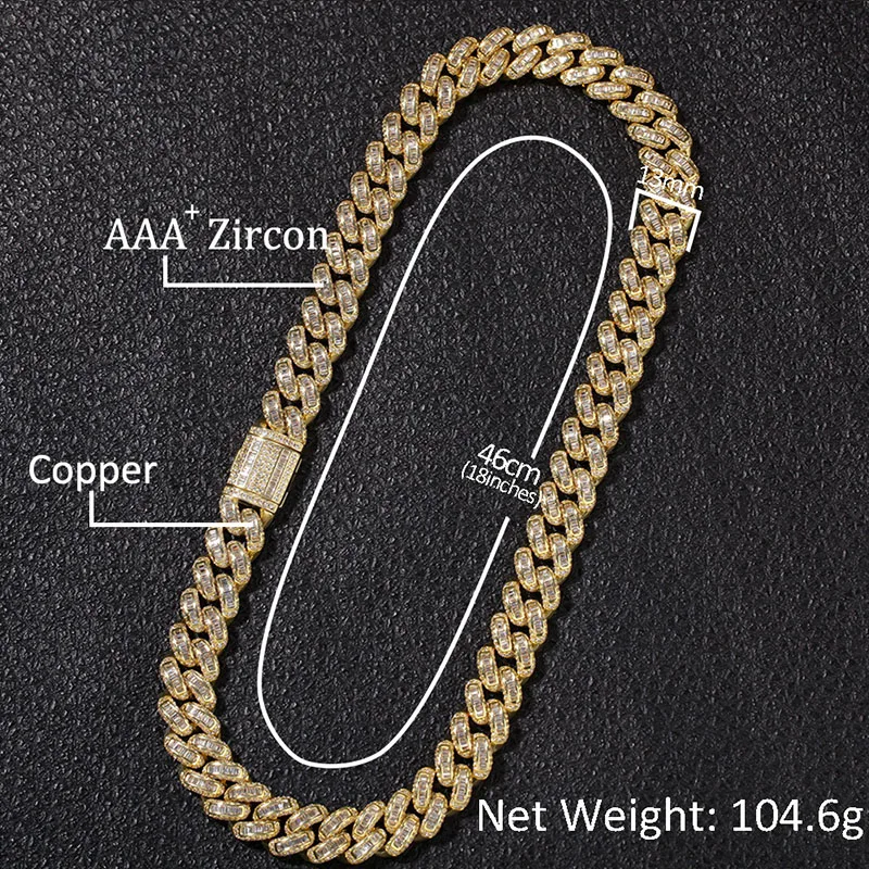 Хип хоп микро проложить AAA кубический цирконий Bling Iced Out Цирконий квадратной огранки кубинская звеньевая цепочка колье ожерелья для мужчин раппер ювелирные изделия