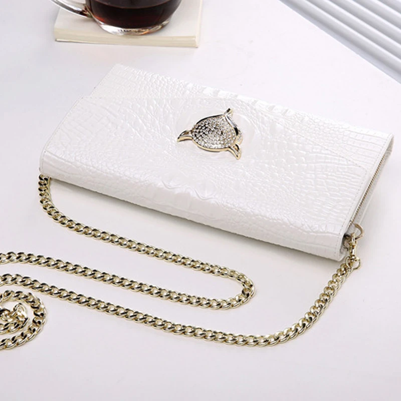 Телячья кожа Женщины Конверт Сумка натуральная клатч плечо Вечернее конверт