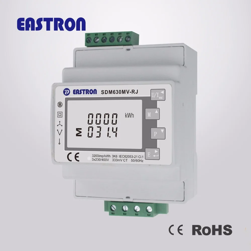 SDM630MCT-RJ высокое качество 3 фазы многофункциональный счетчик электроэнергии, легкая проводка с RJ12 CT, ЖК-цифровой счетчик, 333mV