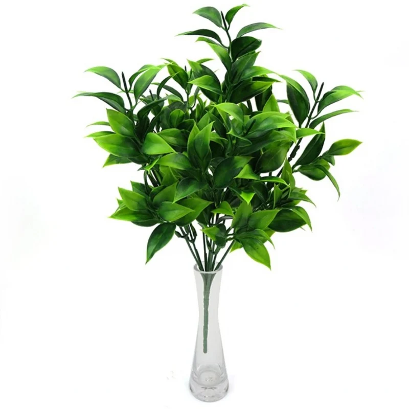 

7 Forks/Bouquet 35 Leaves 34cm Artificial Orange Leaf Simulation Plants Home Balcony Garden Landscape Decoration Accessories