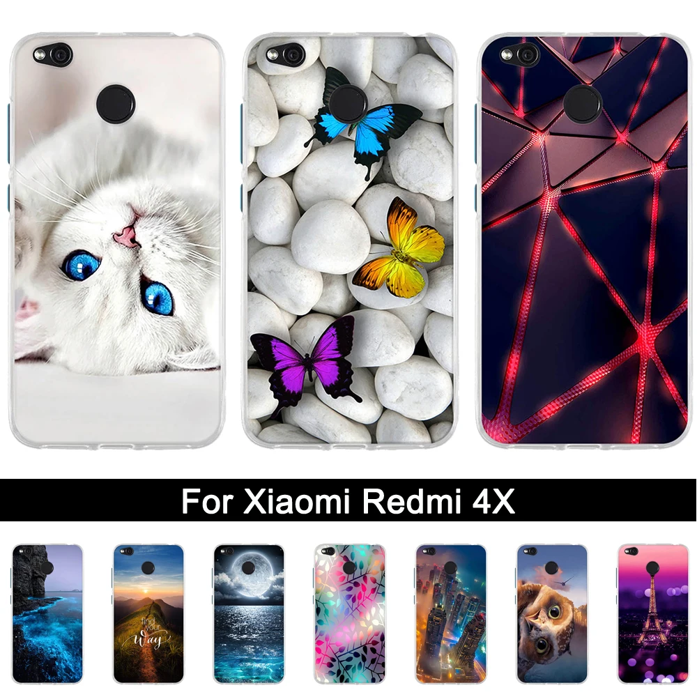 Чехол из ТПУ для Xiaomi Redmi 4X Мягкая силиконовая задняя крышка телефона 4 X защитный