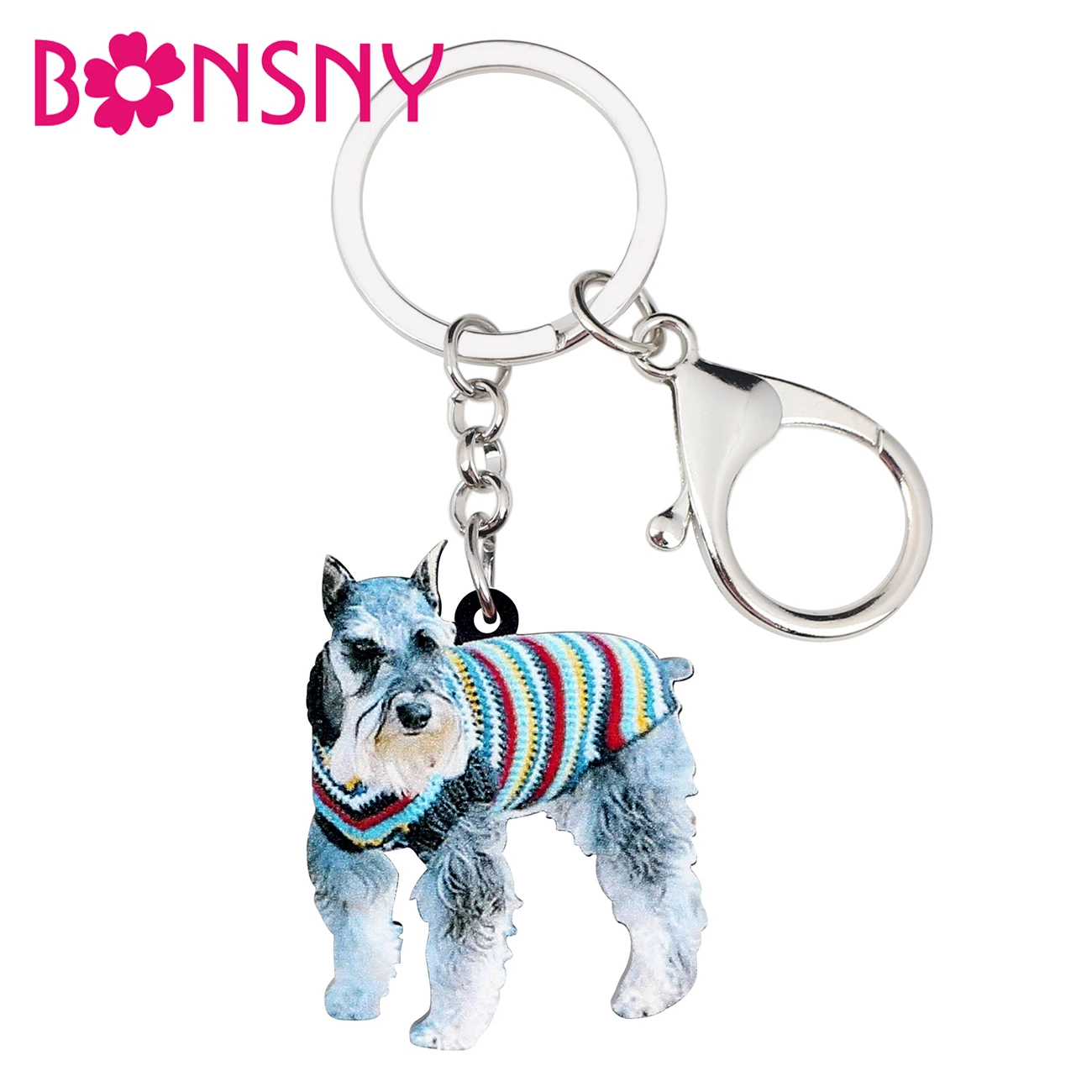 Bonsny массивные акриловые брелоки цепочки для ключей от собаки Schnauzer модные