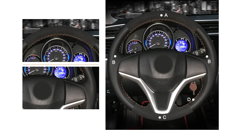 MEWANT черный оранжевый кожаный чехол рулевого колеса автомобиля для Honda Fit- City- Jazz- HR-V HRV