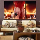 Рамки 3 панели Erza Scarlet живопись современный домашний декор холст печать Аниме Фея Хвост тату женщина воин настенный художественный плакат