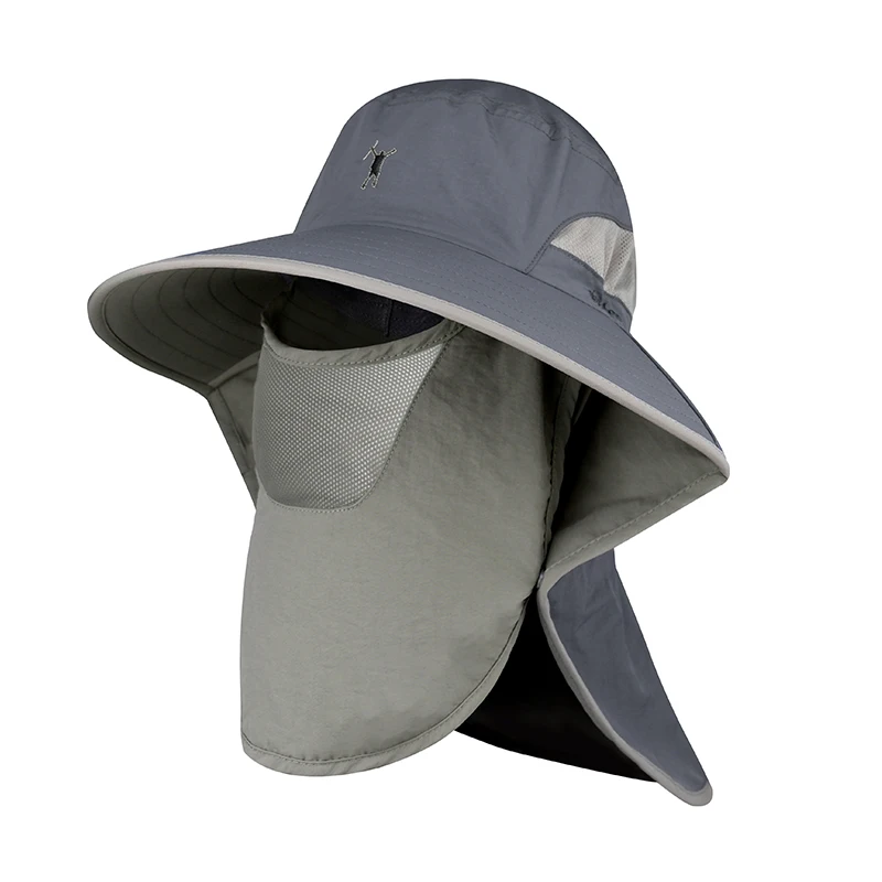 

UPF 50+Summer hats FOR Men Bucket Hat 360-Degree Sun UV-Protection Face Hats with Neck Flap Large Wide Brim Hats Mesh Breathable
