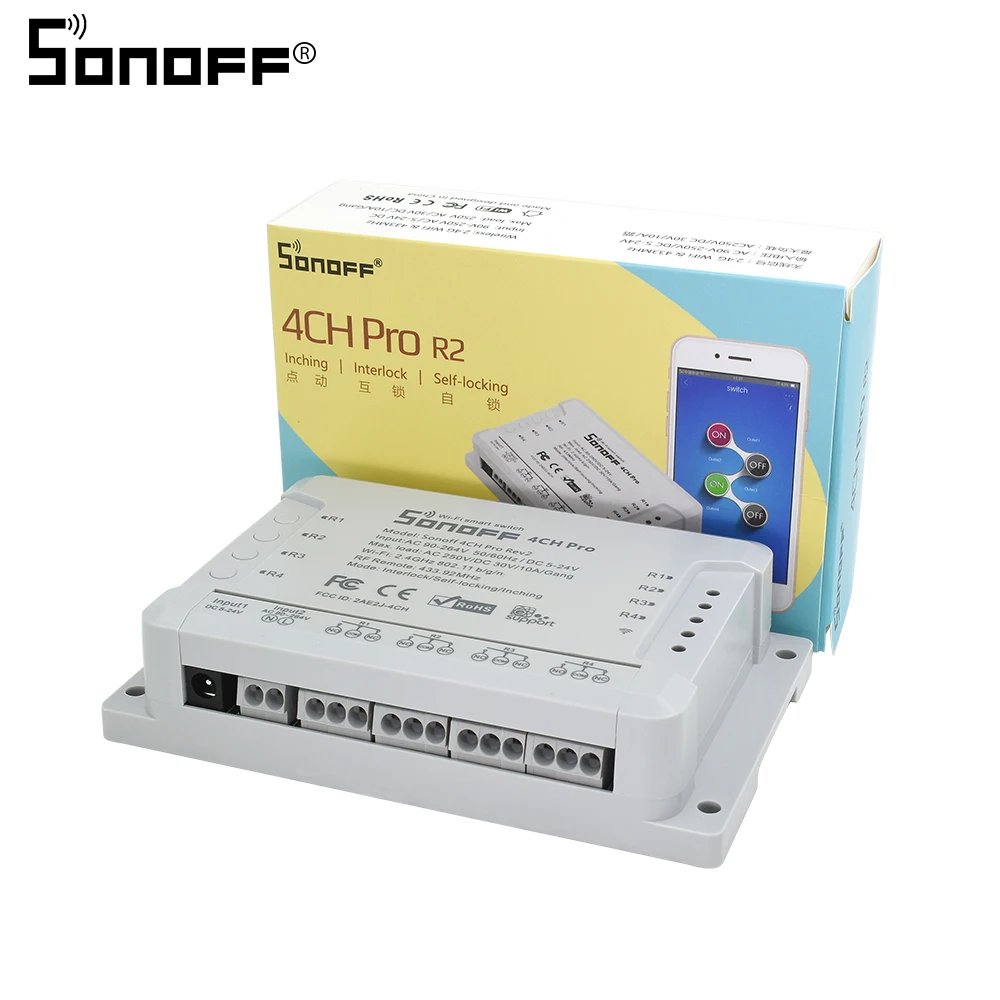 Sonoff 4CH Pro R2 10A /Gang 4 канала Wifi Smart Switch 433 МГц RF Remote освещение поддерживает устройства