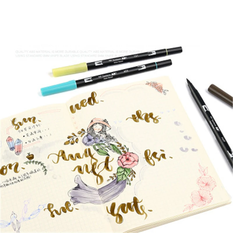 TUNACOCO, 1 шт., ABT, Япония, TOMBOW, новые цвета, маркер, двойная головка, маркеры, цветная мягкая кисть, ручка, принадлежности для рисования Bb1710080
