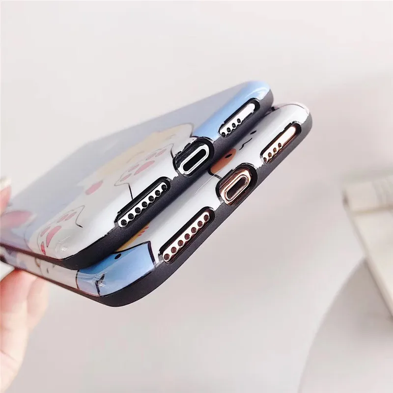 LANCHE Soft Silicone Coque Phone Case For iPhone 7 X XR XS Max Cute Cat Cartoon Cover Funda 6 6s 8 Plus |