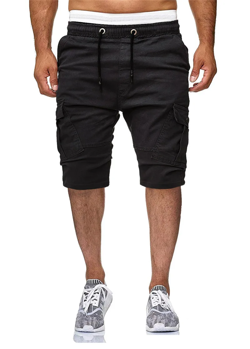 2019 Summer Cargo Men Shorts Solid Casual Multi Pockets Jogger Hot Sale New Brand Plus Size Men's GD1315 | Мужская одежда