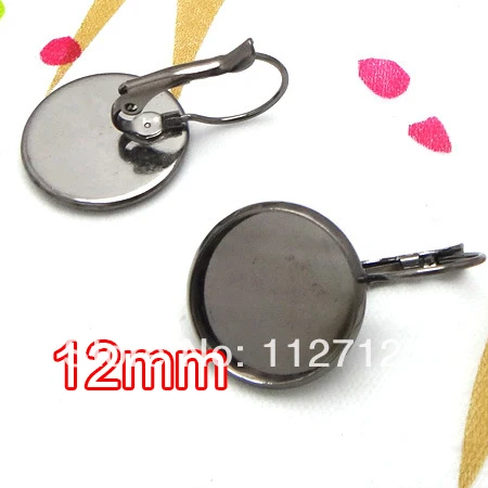 Крупные партии 500 шт. черные французские крючки 12 мм основа Камеи кабошон оправа