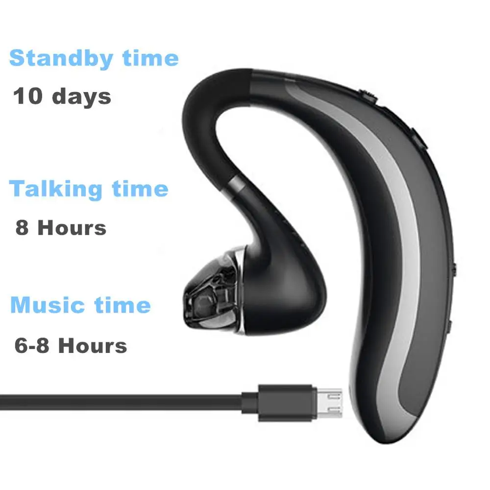 Шумоподавляющие Bluetooth наушники беспроводные водонепроницаемые с ушным крючком