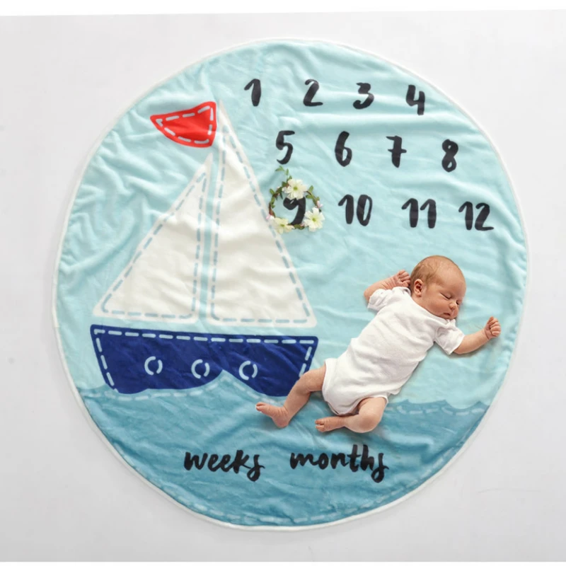 

Newborn Baby Photography Props Accessories Infnat Milestone Blanket Photo Prop Backdrop Cloth Calendar Bebe Boy Girl circular