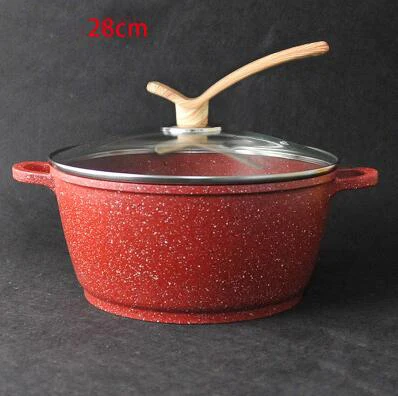 28CM Суповый горшок с антипригарным покрытием, кастрюля, кухонная посуда, кастрюля для соуса, кухонные кастрюли для приготовления пищи, жаровня, кастрюля, faitout - Цвет: 28CM