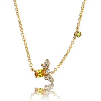 Only Neckalce Подвески пчела дизайн 925 пробы серебряные Ювелирные наборы цитрин кулон ожерелье серьги кольцо подарочные браслеты и ювелирные изделия для женщин - Цвет камня: Only Neckalce