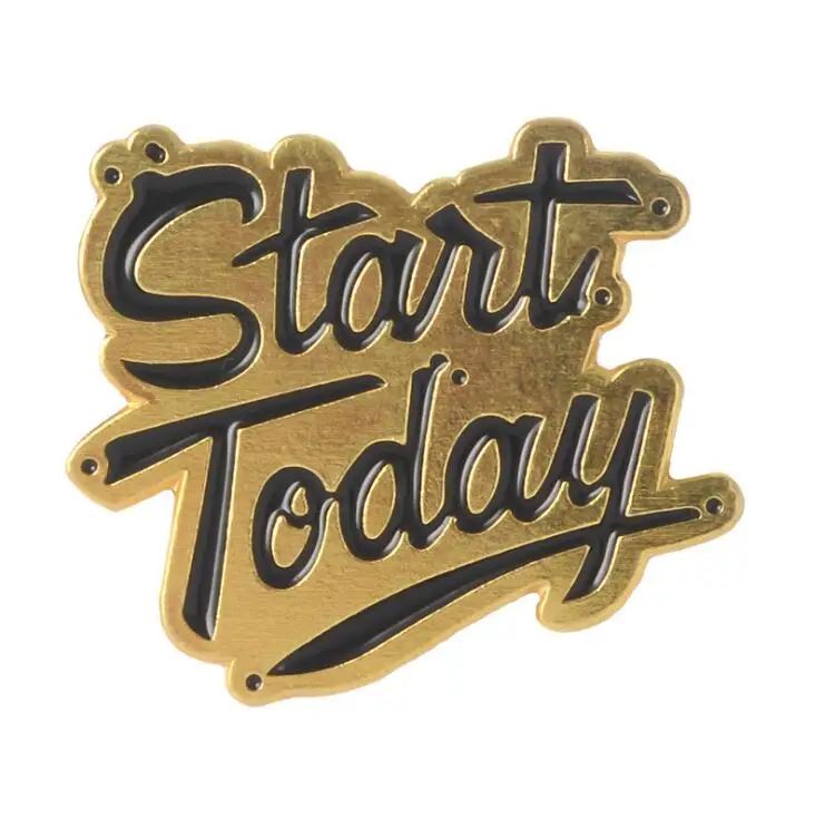 Не переживайте Think It Start Today, броши, значок в форме головы и буквы на булавке, значок для мужчин и женщин, эмаль - Окраска металла: gold