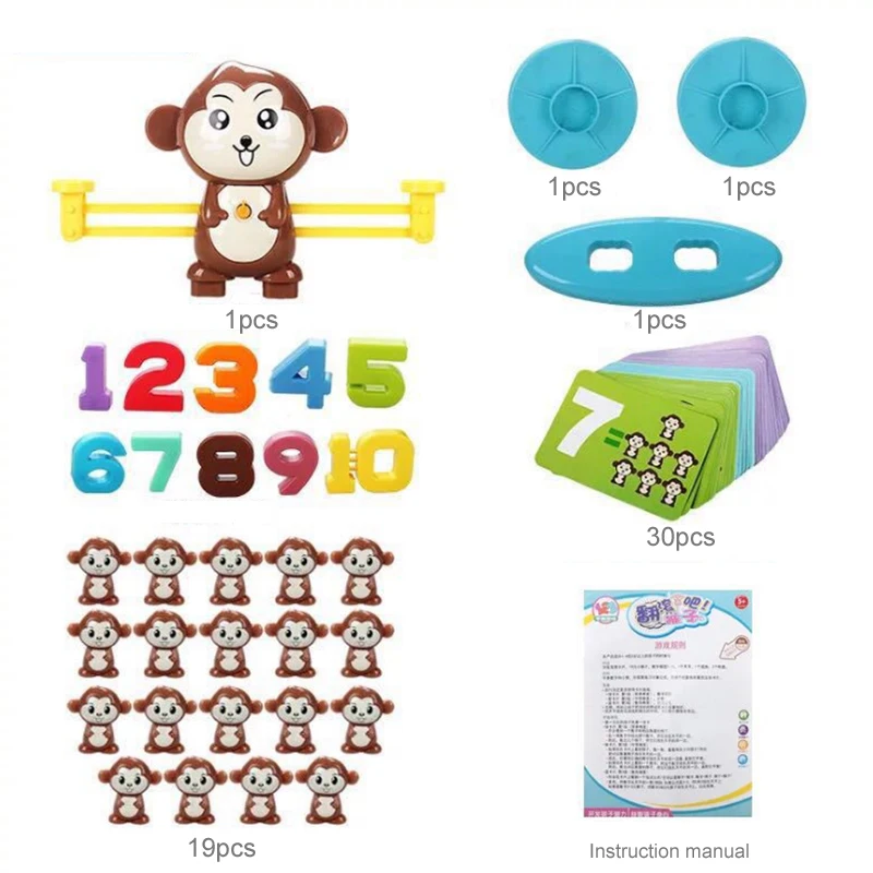Monkey Balance Toy Математические Игрушки, балансирующие количество, математические игры, Обучающие образовательные игрушки, цифровые обезьяны, балансирующие Детские Монтессори, игрушки для детей дошкольного возраста - Цвет: Monkey Balance Toy