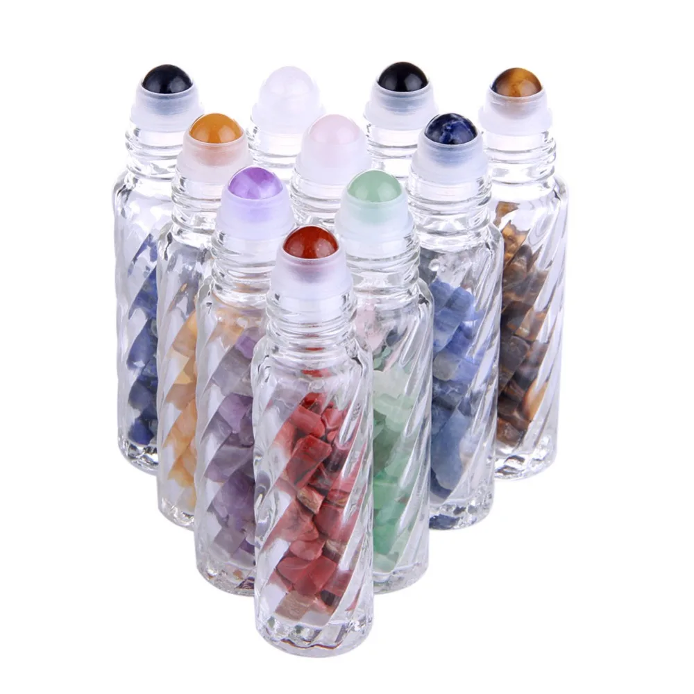 10 шт. натуральный чакра драгоценный камень роликовый шарик эфирные масла бутылки