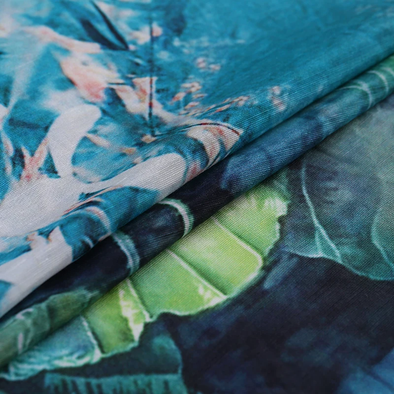 Lotus & Birds цифровая печать 50% шелк и льняная ткань для женщин платье Cheongsam 140 см в