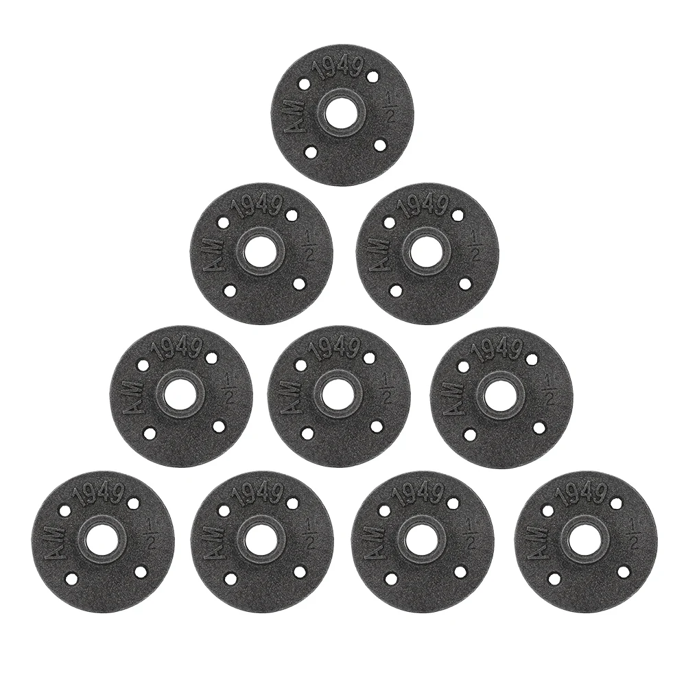 10 шт. 1/2 &quot3/4&quot черный декоративный ковкий чугун нитки напольные фитинги