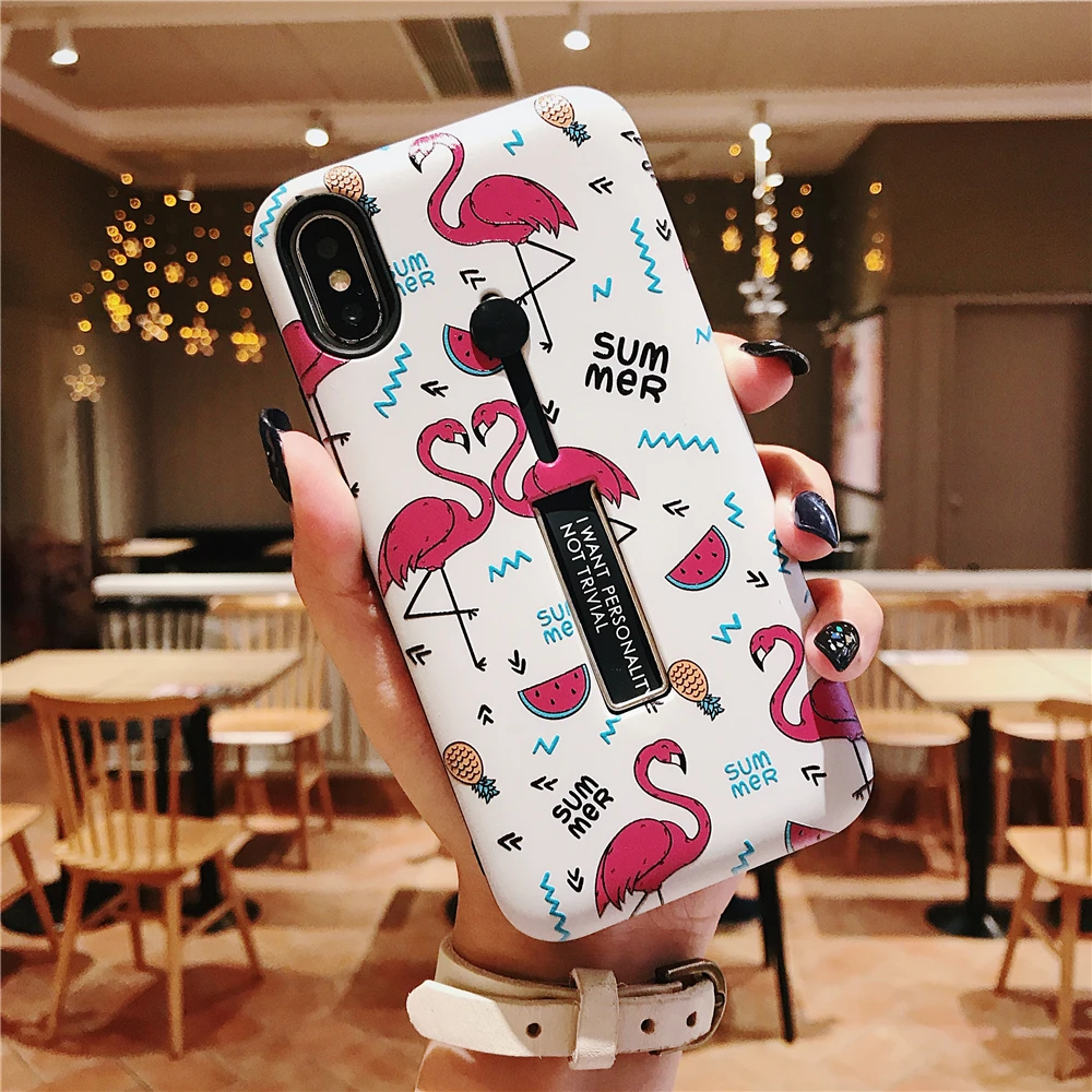Retro Floral Flamingo victoria secret Phone case For iPhone XS MAX Cover Hide Ring Stand Holder Case 6 6s 7 8 Plus X |