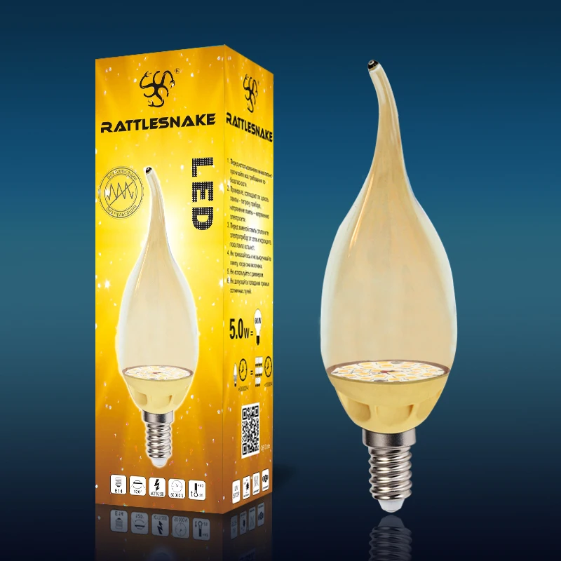 Светодиодная лампа диодная СВЕЧА НА ВЕТРУ ПРОЗРАЧНОЕ СТЕКЛО новый шокер