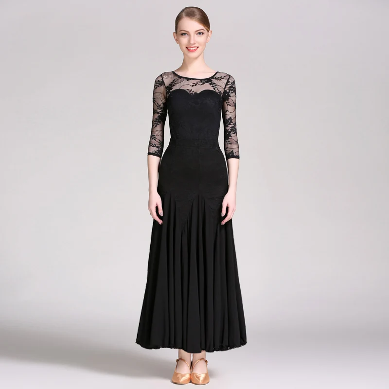 Бальные платья женские высокого качества 3 цвета кружева фламенко танцевальный